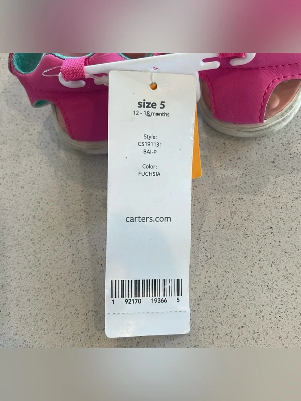 Carter's Bright Pink Unicorn Strap Toddler Sandals Sz 5
